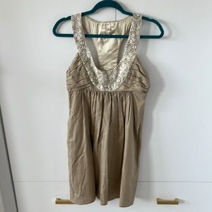 Anthropologie Molly New York gold shimmer dress